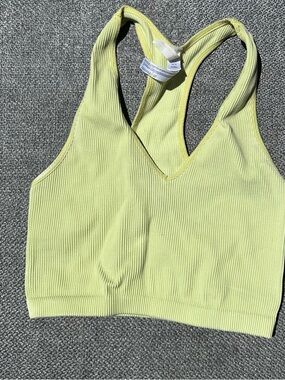 Free People - Racerback Ribbed Crop Tank - Lime Green